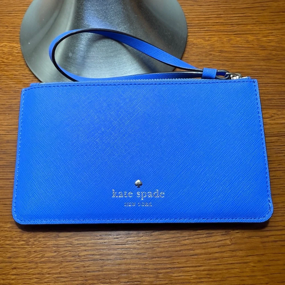 Kate Spade Cedar Street Karolina Leather Wristlet in Blue - Picture 1 of 3